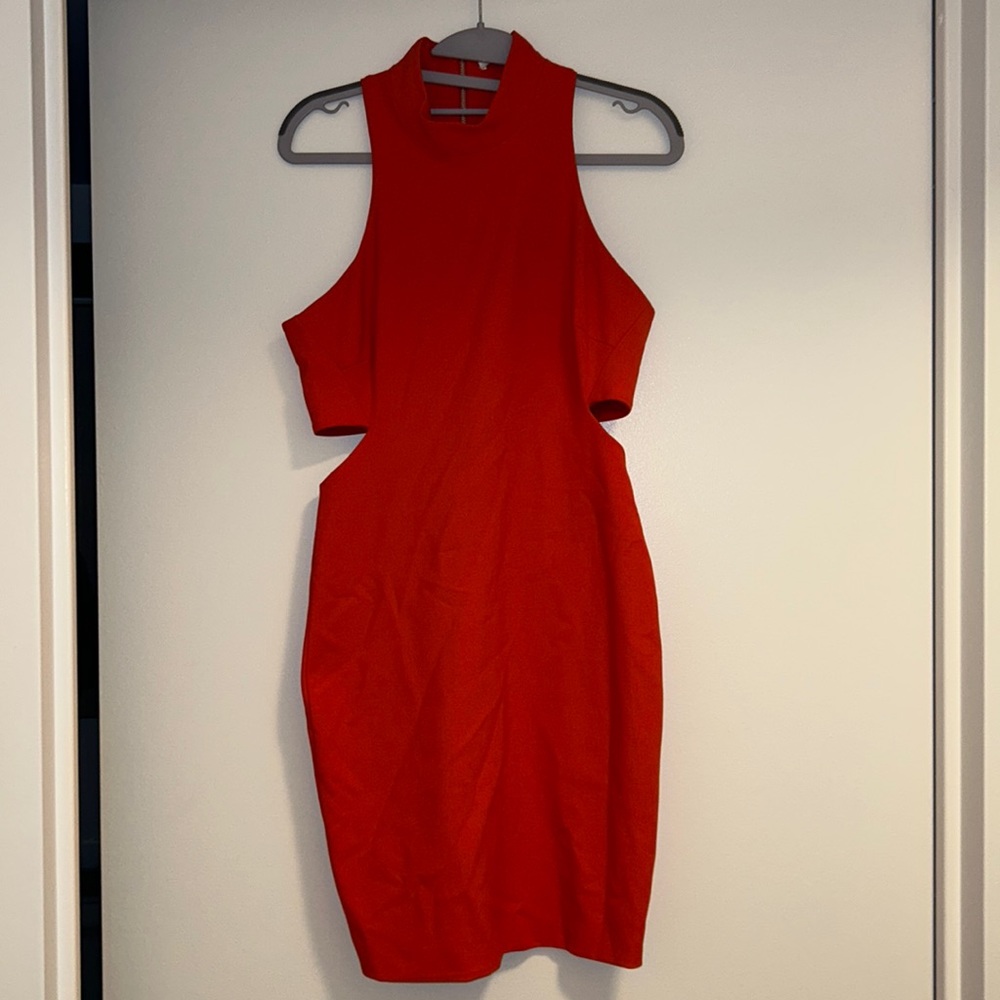 Elizabeth and James Red Sleeveless Cutout Bodycon Dress